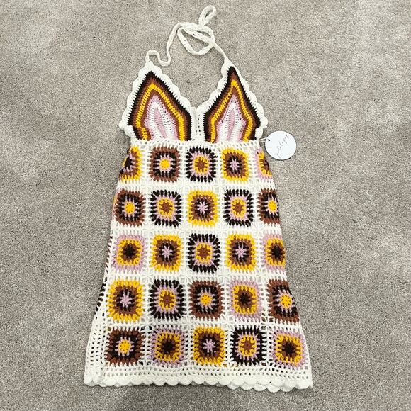 NWT Petal‎ and Pup Women's Jaliyah Crocheted Halter Mini Dress XS - Picture 1 of 7